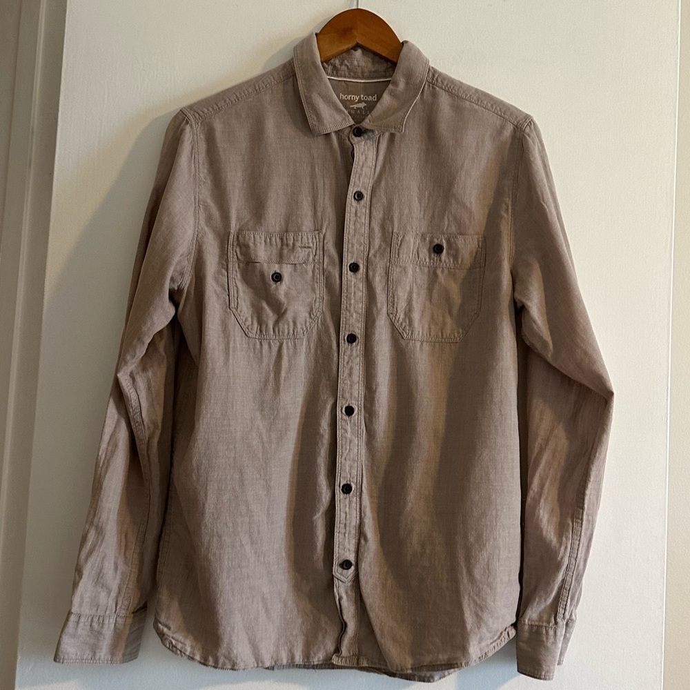 Horny Toad Men’s Light Tan Honcho Organic Cotton Button Down Long Sleeve Top - Picture 3 of 8